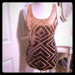 Ombré sequin BCBGMaxazria Racerback tank